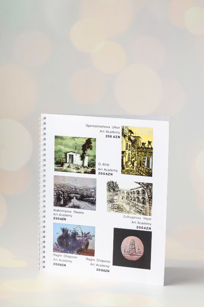 Art Academy — spiral-bound artwork catalogue with prices, illustrated exhibition catalogue