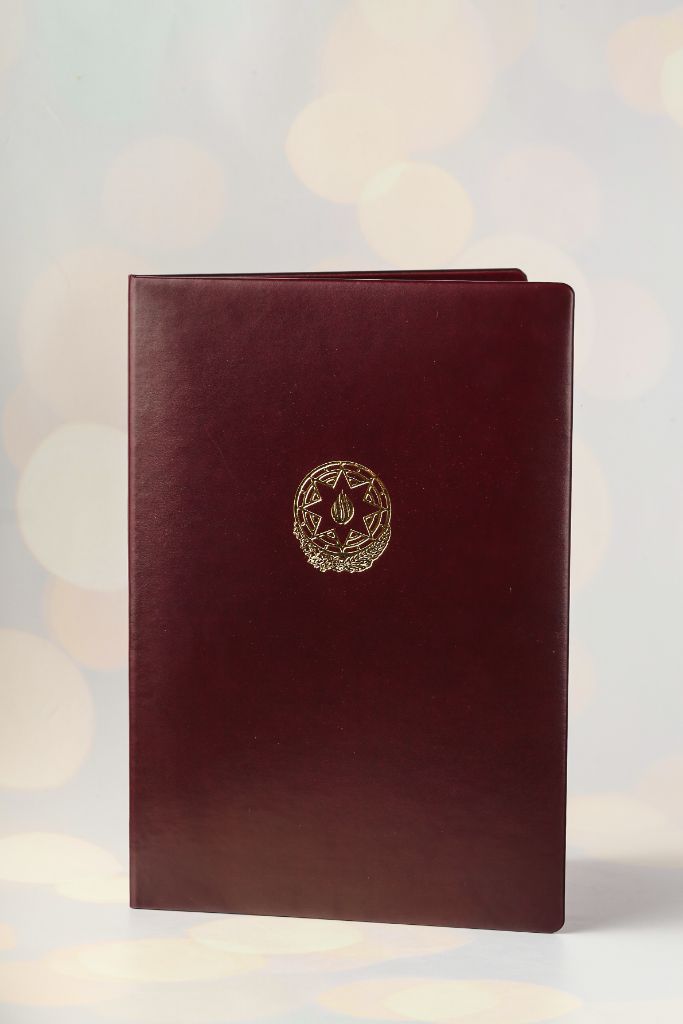 Government leather burgundy folder — cover, AZ coat of arms