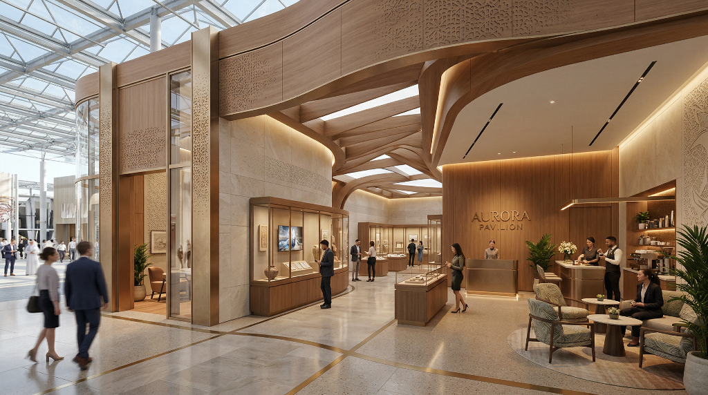 Country pavilion interior — Aurora Pavilion luxury exhibition hall